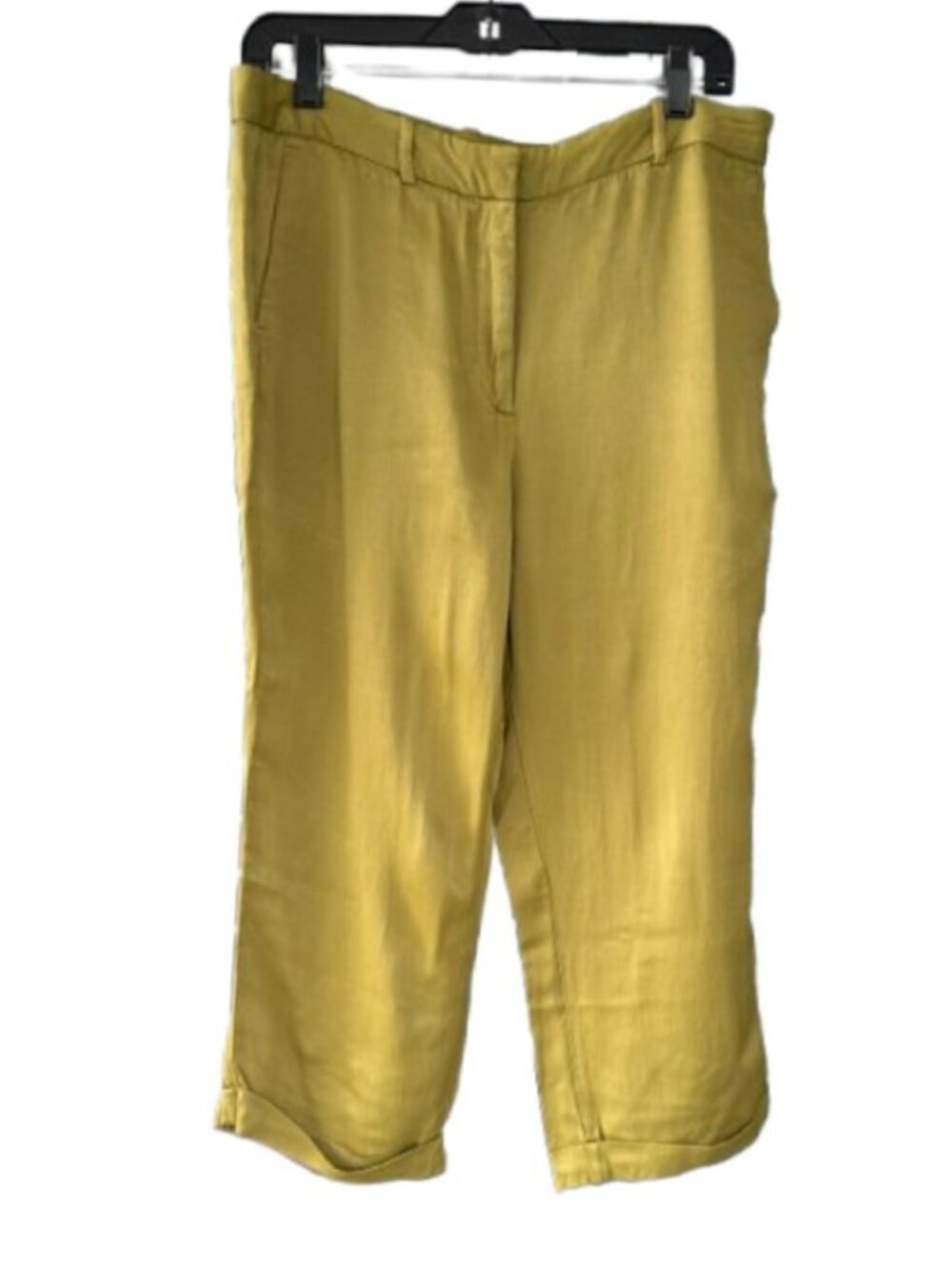 Zara wide leg cropped pants mustard green women's size L